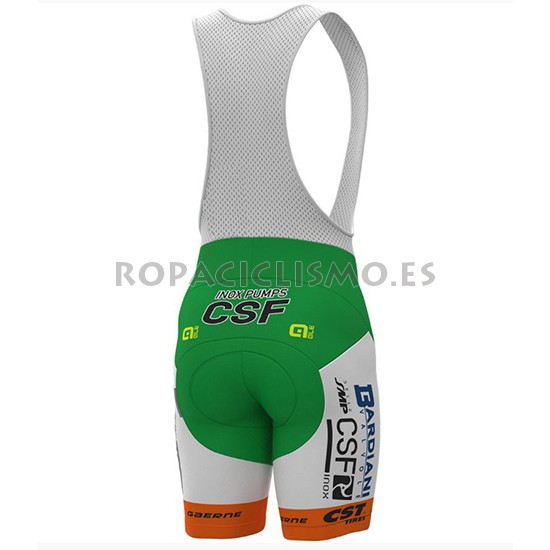 2018 Maillot Bardiani Csf Tirantes Mangas Cortas Verde y Blanco